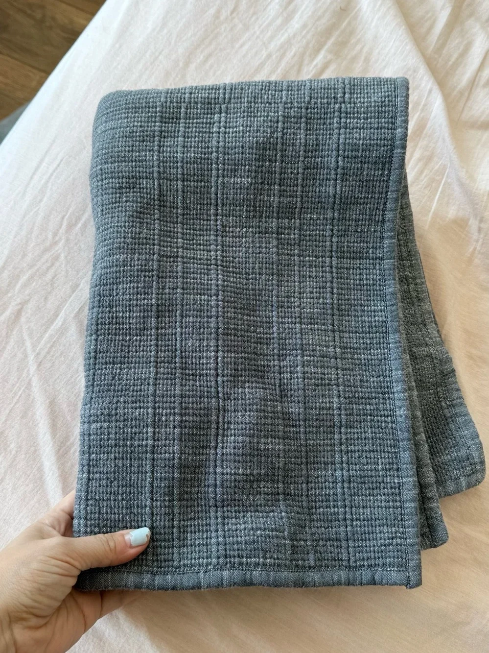 Restoration Hardware Channel Stitched Grey Cotton Shams Standard Size (2)